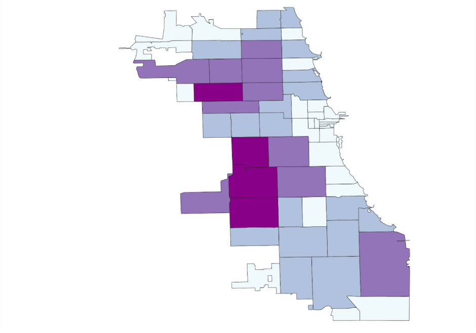 COVID-19 cases during a week in 2020 in Chicago