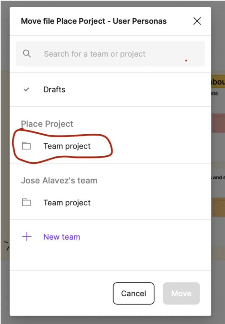 Moving to team project folder