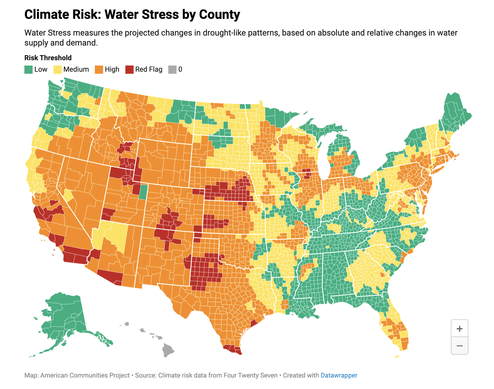 Figure 1.7 - Mapping Climate Risks by County and Community (Source: Pinkus 2021, via the American Communities Project)